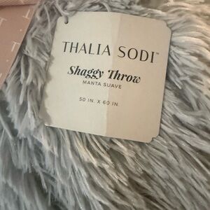Thalia Sodi Shaggy Throw in Soft Gray